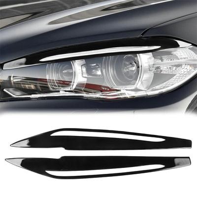 Piano Black Headlight Eyelid Cover Eyebrows Trim For Bmw X5 F15 2014-2018