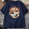 Outdoor Camping Dad T‑shirt "Camping Dad" Vintage Sunset Mountain Design Casual Short Sleeve Mens Tee Fathers Day Gift