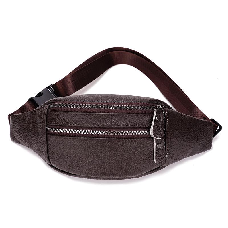 Men's Genuine Leather Waist & Chest Bag - Multifunctional Crossbody & Phone Holder, Work & Sports Wear-Resistant Pack