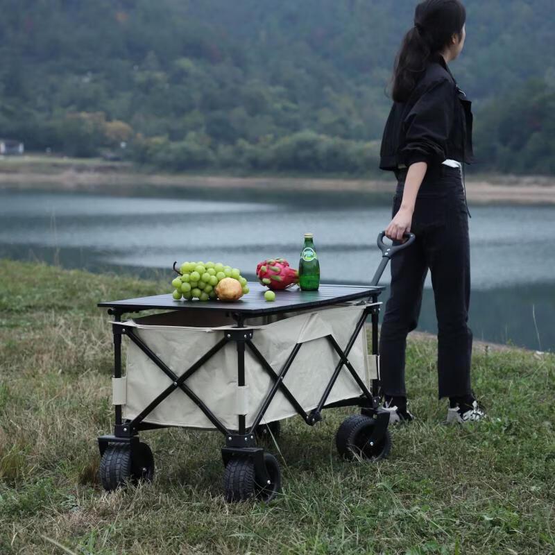 ZISIZ Foldable Camping Wagon with Tabletop