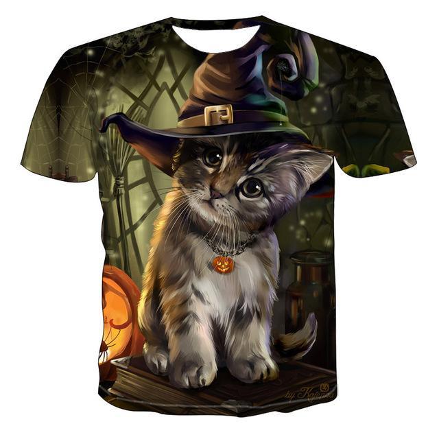 Tricou cu mânecă scurtă cu model de animale, imprimat digital 3D, cu gât rotund, bărbați, femei, ocazional, cupluri, tricouri punk
