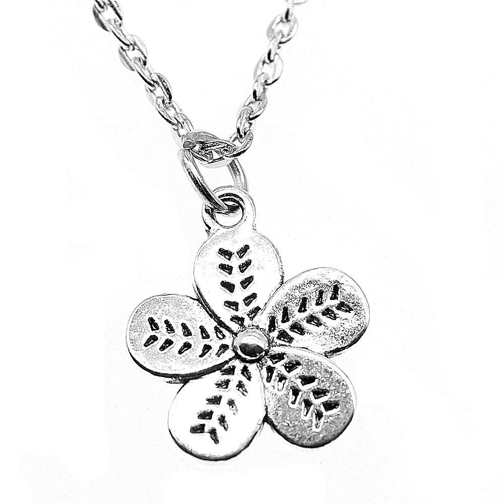 Vintage Rose Flower Charm Necklace Tree Of Life Pendant Antique Jewelry 43cm Chain