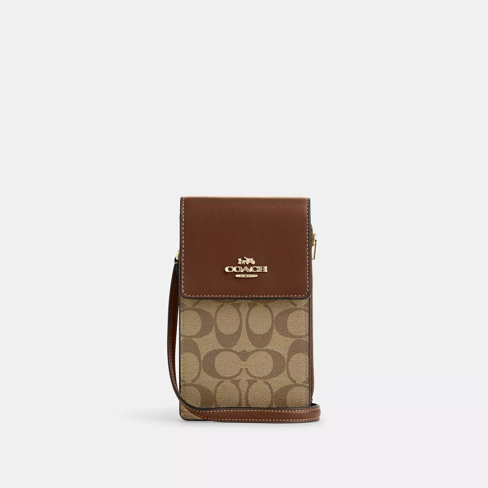 

Седло через плечо Coach North South Phone из канвы Signature цвета хаки 2
