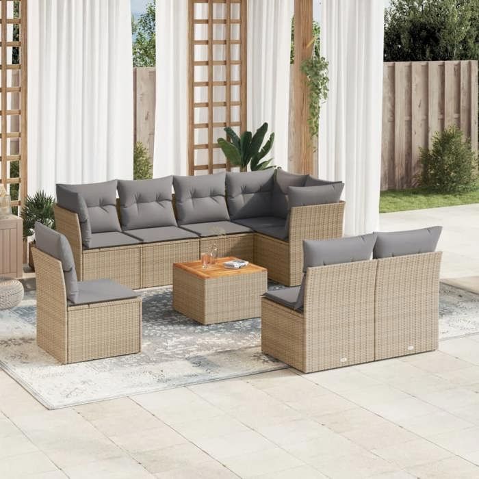 VidaXL Garden Lounge Set with Cushions 9 Pcs, Patio Sofas, Patio Furniture Set, Outdoor Furniture, Mix 3256073