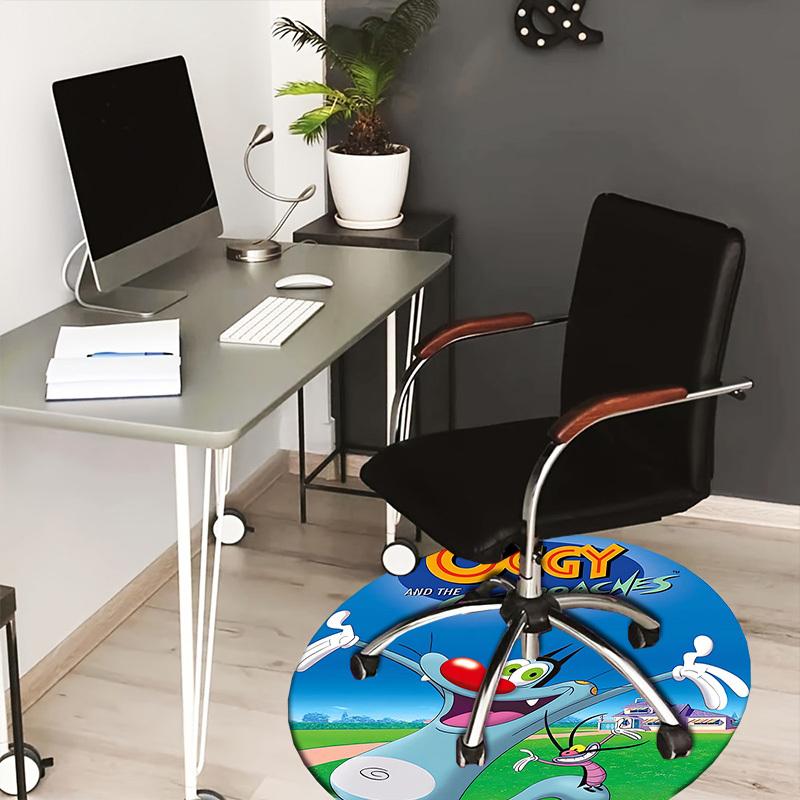 1pc Oggy and the Cockroaches Round carpet, Made of Polyester,Perfect for Decorating Office Chairs, Living Rooms 80cm