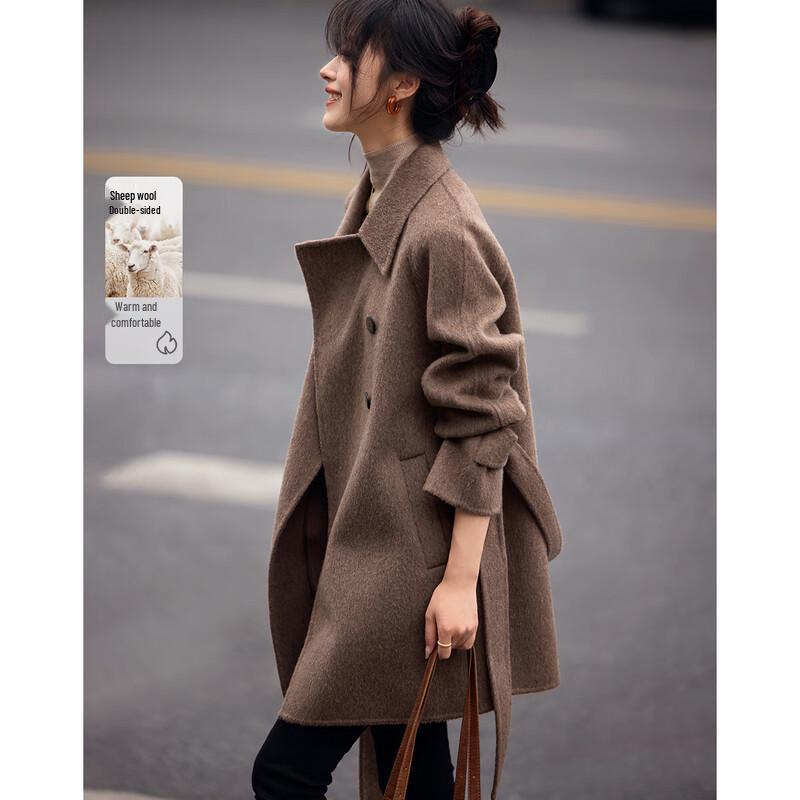 Women's Mid-Length Double-Faced Wool Blend Coat