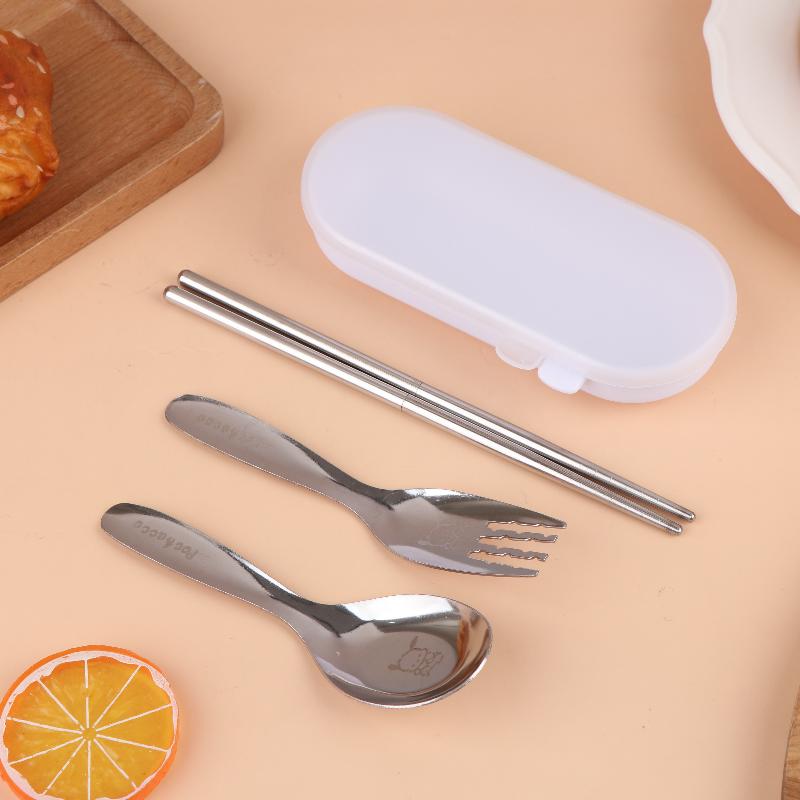 Stainless Steel Spoon Fork Set Short Handle Children'S Tableware Household Baby Food Spoon Soup Spoon