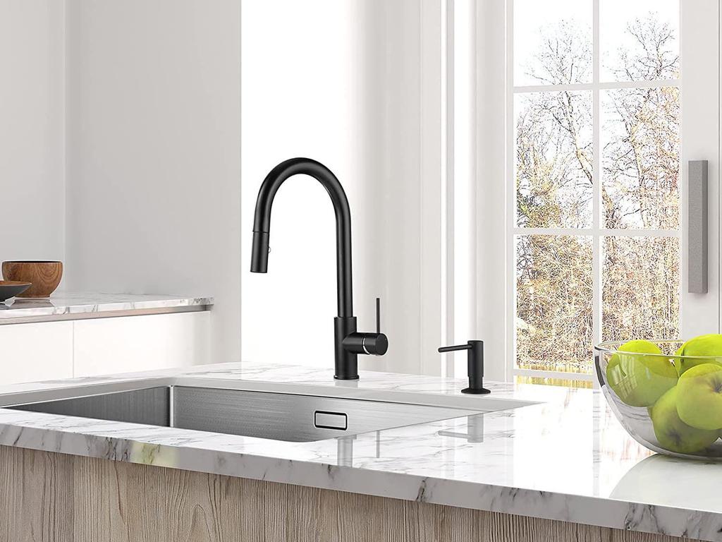 Matte Black Kitchen Sink Soap Dispenser - 500ml with Brass Pump Head