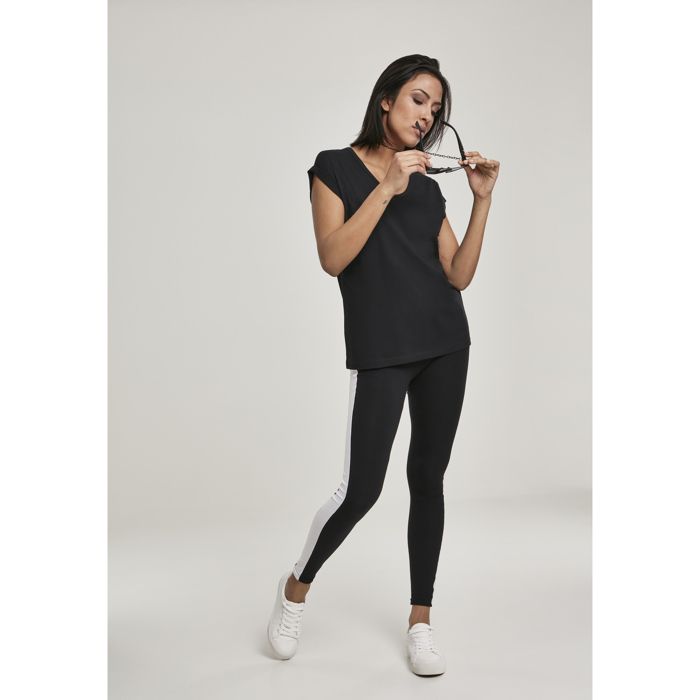 T-shirt Femme - Urban Classic - Col V - Manches Courtes - Coupe Loose - Noir