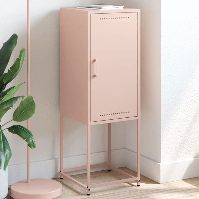 VidaXL Buffet haut rose 36x39x107 cm acier, buffet, placard, armoire latérale, armoire, armoire de rangement, armoire haute, 846531