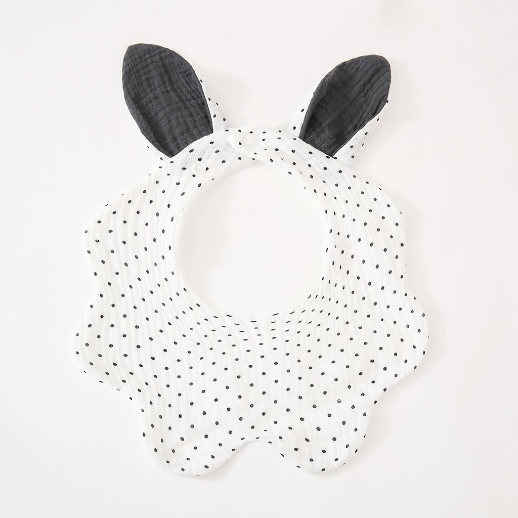 Baby Cotton Crepe Gauze Bibs Cute Rabbit Ear Wavy Edge Saliva Towel Newborn Drool Burp Cloth Soft Absorbent Neck Bib