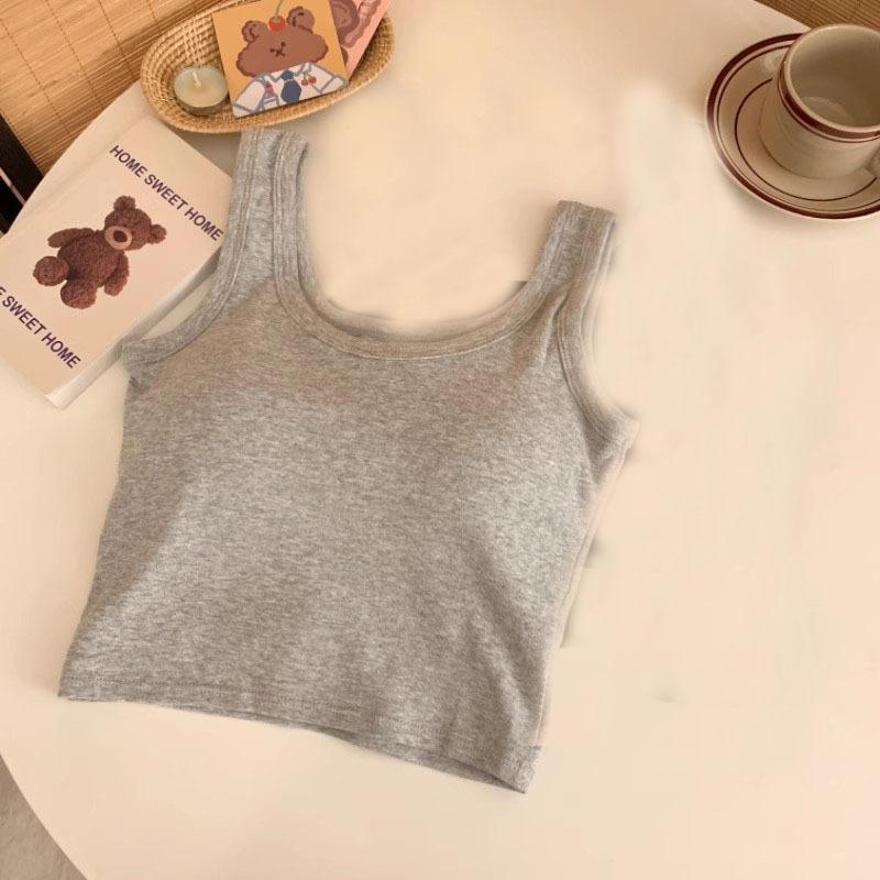 Women's summer versatile short vest with chest pads, Spice Girl Navel Sexy Bottom Small Vest Women