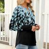 Women's Casual And Fashionable T-shirt, Vintage Floral Print, Round Neck, Long Sleeves Top.