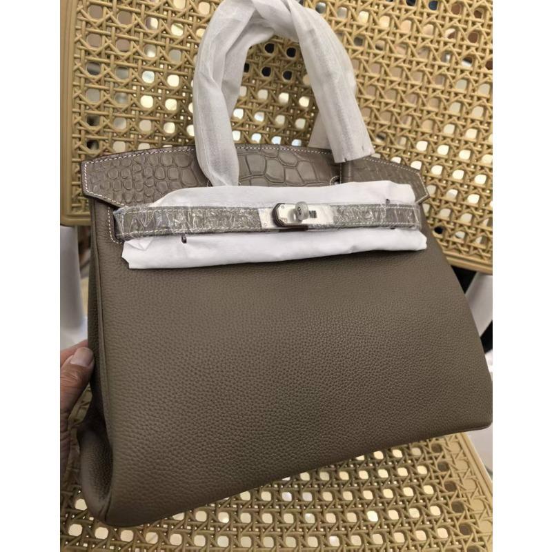 New Fubao Leather TOGO Leather with Matte Crocodile Pattern Leather Women's Bag 25/30cm Silver Buckle
