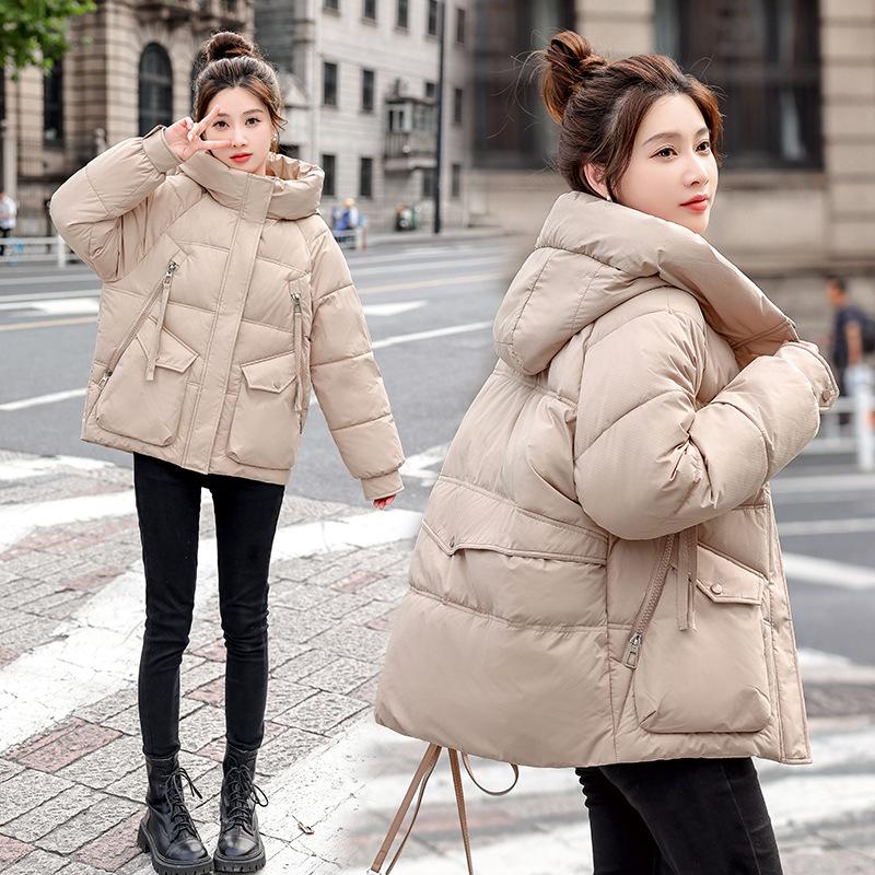New Cotton Jacket 2025 Winter Korean Version of Padded Clothes Women's Hooded Thickened Warm Fashion Bread Jacket