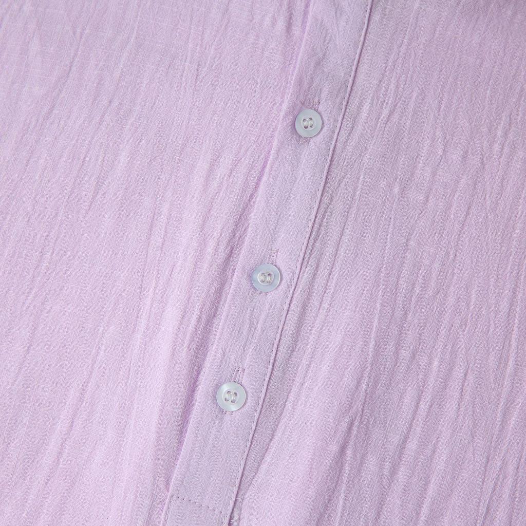 Summer 2024 Bestseller: Men's Solid Color Cotton Linen Stand Collar Short Sleeve Shirt - European & American Style