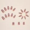 24 Pcs Medium and Long Sweet Valentine's Day Manicure Temperament Cat Eye Glitter Powder Star Love Fake Nails Wear Nail Pads