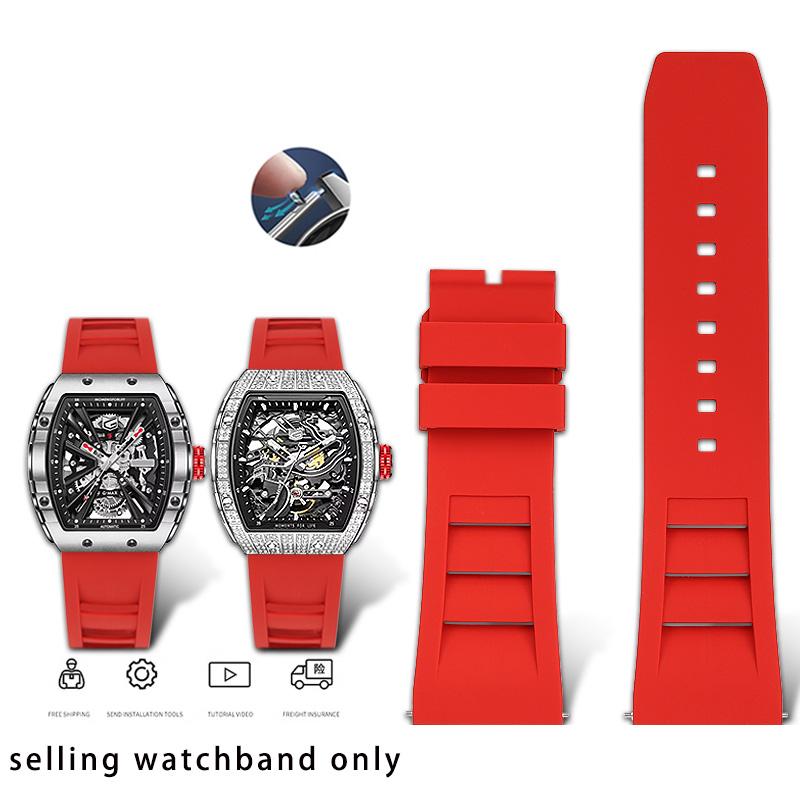 

Rubber wristband for GeYa Great Wall wine barrel type aerospace joint G08253 G78135G quick release rubber watch strap 26mm 26mm