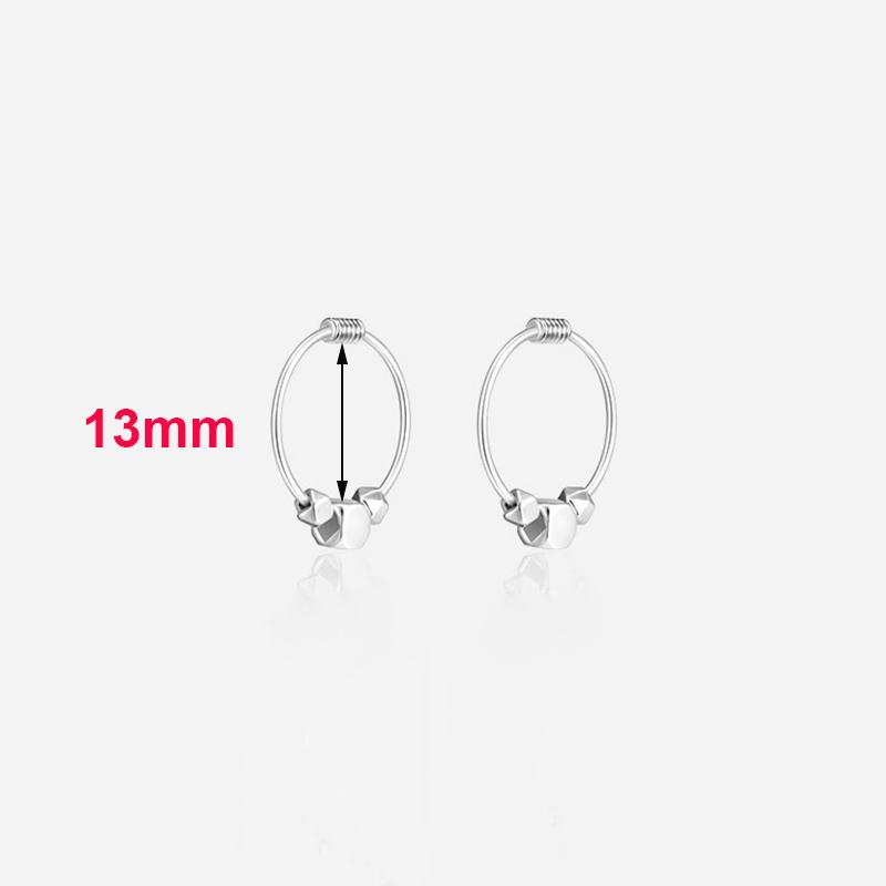 Silver 2/3 Beads Hoop Earrings For Women Classic Fine Jewelry Light Geometric Accessories