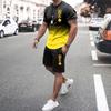 Summer Casual Men's Adult Set 3D Printed Pattern Men's Short-Sleeved T-shirt Set Gradient Cool Casual Sports Shorts two-Piece