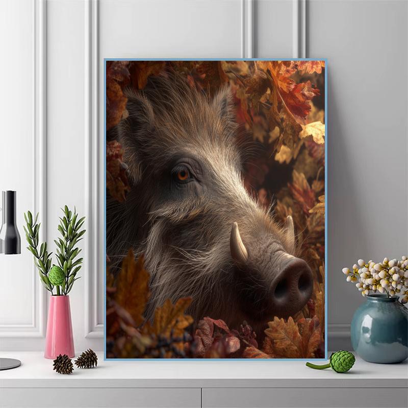 Warthog and plants Pattern  3pcs 100% Round Full Drill 5D DIY Diamond Painting Embroidery Cross Stitch Rhinestone Décor