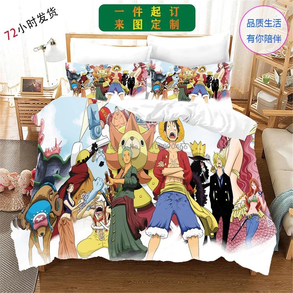 

ONE PIECE пододеяльник комплект постельного белья японский аниме декоративный комплект постельного белья одеяла мальчики девочки малыш подростковый комплект постельного белья подарок EU Single 135x200cm