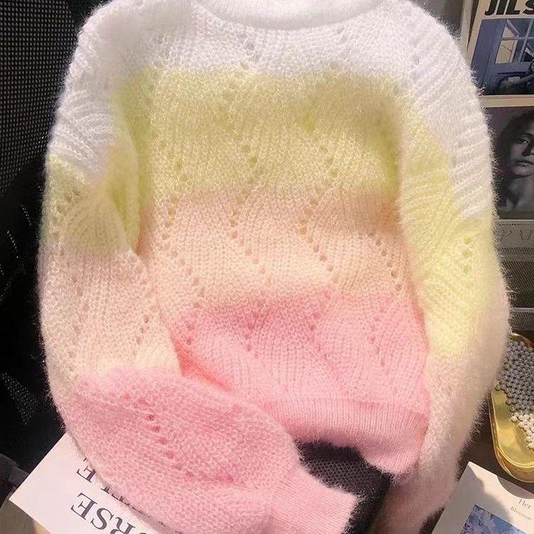 Spring and Autumn Round Neck Knitted Sweater Loose Sweet Sweater for Women S