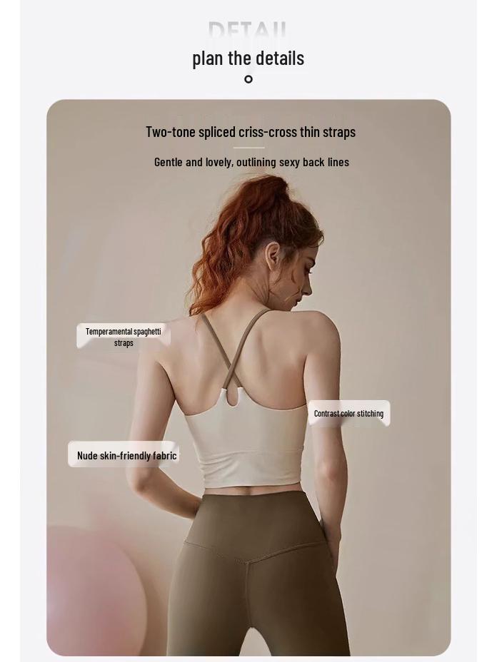 Stoßfester, schnell trocknender Sport-BH für Damen - Mit Trägern und Kreuzrücken-Design für Laufen, Pilates und Yoga
