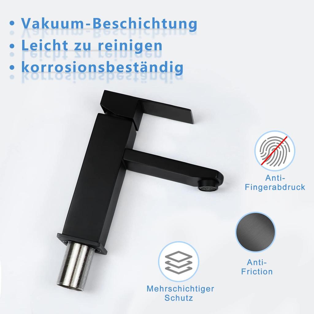 Faucet Bathroom Sink Faucet Sink - Faucet Black Hot and Cold Water Faucet Bathroom Mixed Battery High Pressure Sink Faucet Single Lever Mixer Bathroom
