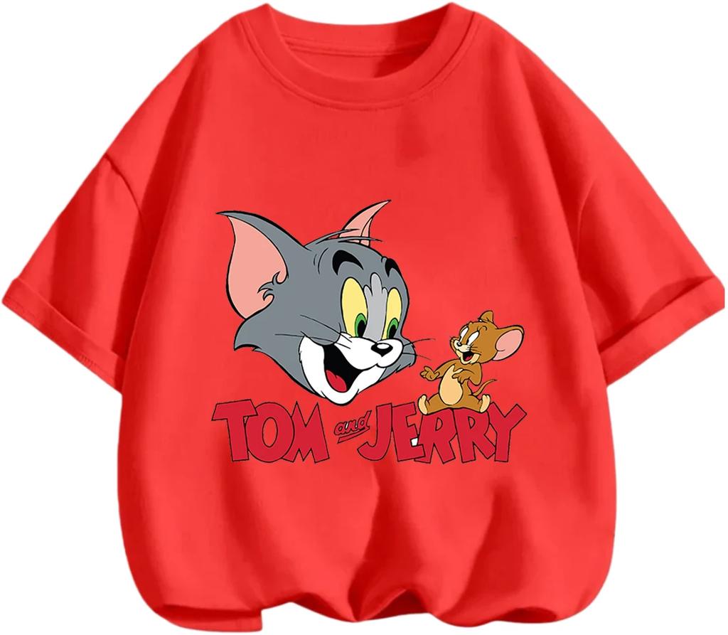 Youth Street Trend Tom And Jerry Tee Summer Soft Casual Round Neck Short Sleeve Children Clothing