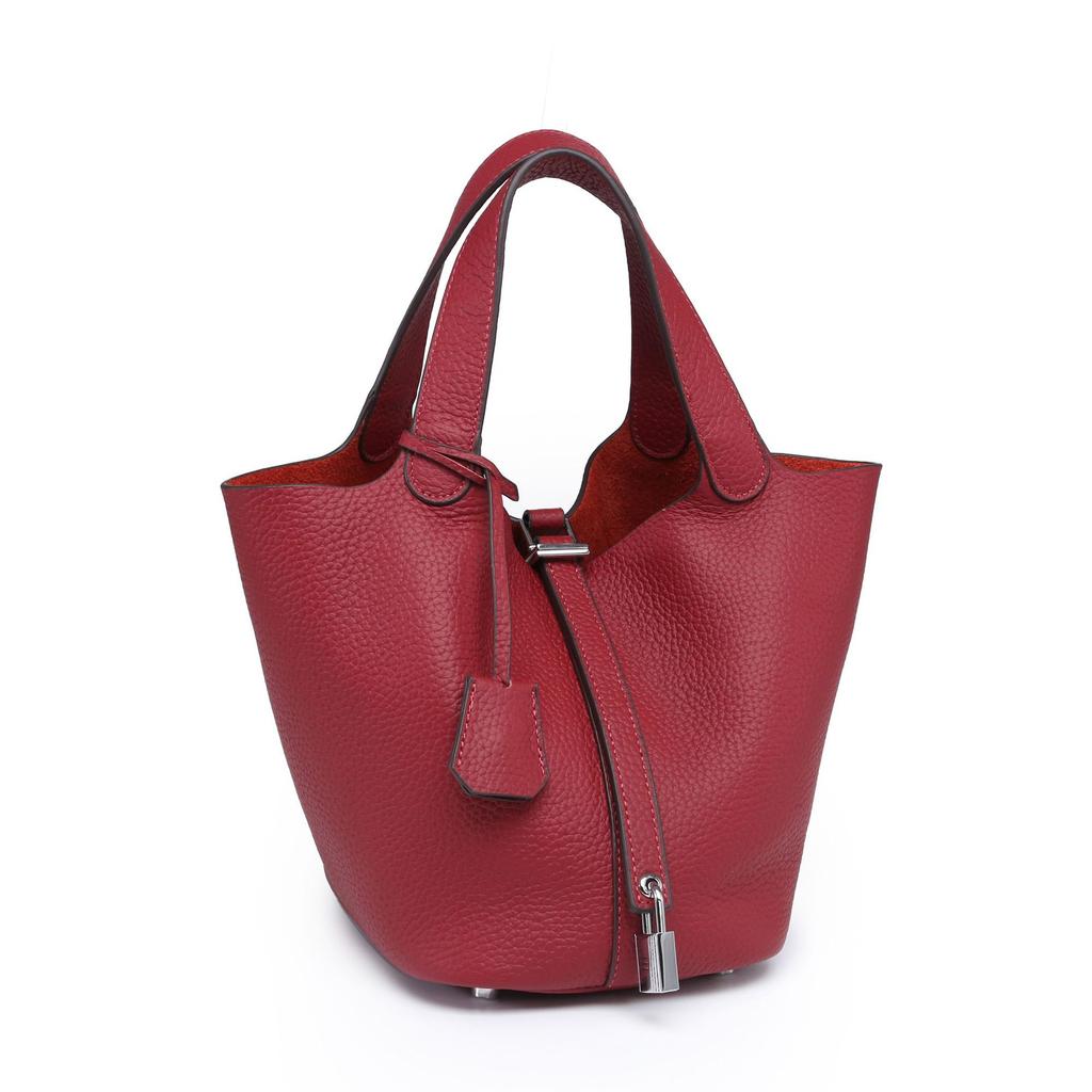 First Layer Cowhide Vegetable Basket Bucket Bag, Cross-border Fashion Large-capacity Tote Bag, Genuine Leather Women's Bag Factory Wholesale