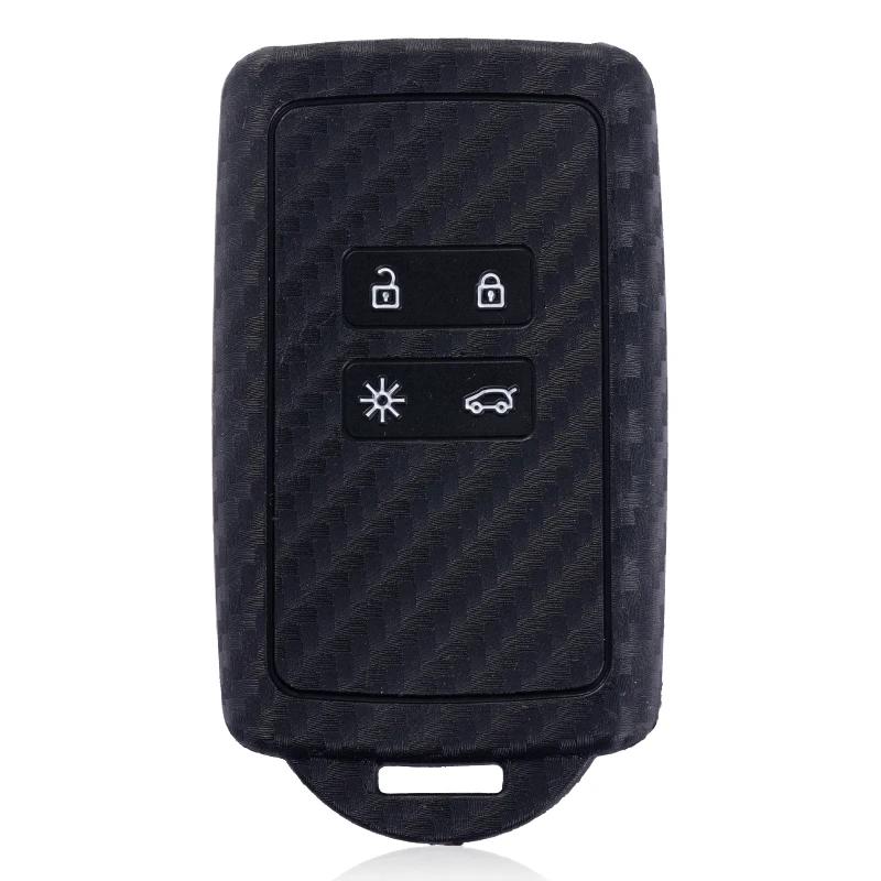 Silicone Carbon Car Key Case Cover For Renault Koleos Kadjar Captur Megane Talisman Espace Clio Zoe Scenic Arkana Dacia Sandero