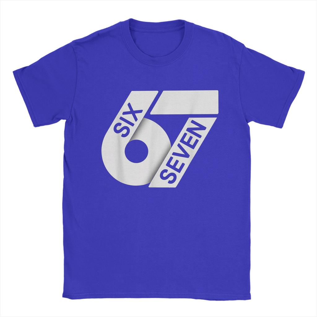 Six Seven 6 7 Meme T-Shirts Men Gen-Alpha Slang Vintage Pure Cotton Tees O Neck Short Sleeve T Shirts Big Size Clothes