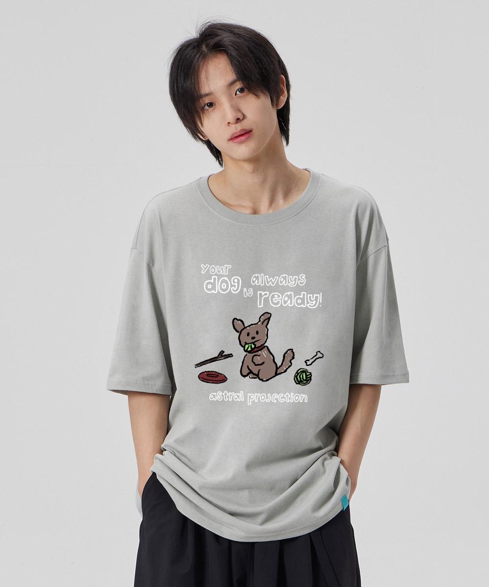 Astral Projection [Doodle Puppy] Cotton Loose Fit Short Sleeve T-Shirt_Dusty Mint M