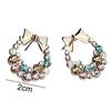 Women Multicolor Rhinestone Inlaid Bowknot Decor Stud Earrings Jewelry Gift