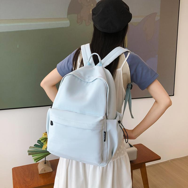 Lightweight Travel Backpack Women Large Capacity Backpack Solid Color Student Schoolbag