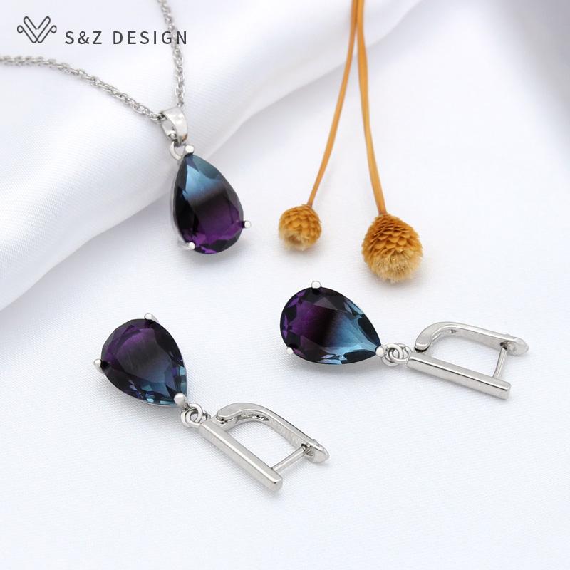 

Модні краплі води, висячі сережки, набори ювелірних виробів для жінок, дівчата, намисто з підвіскою з рожевого золота, подарунок на весільну вечірку