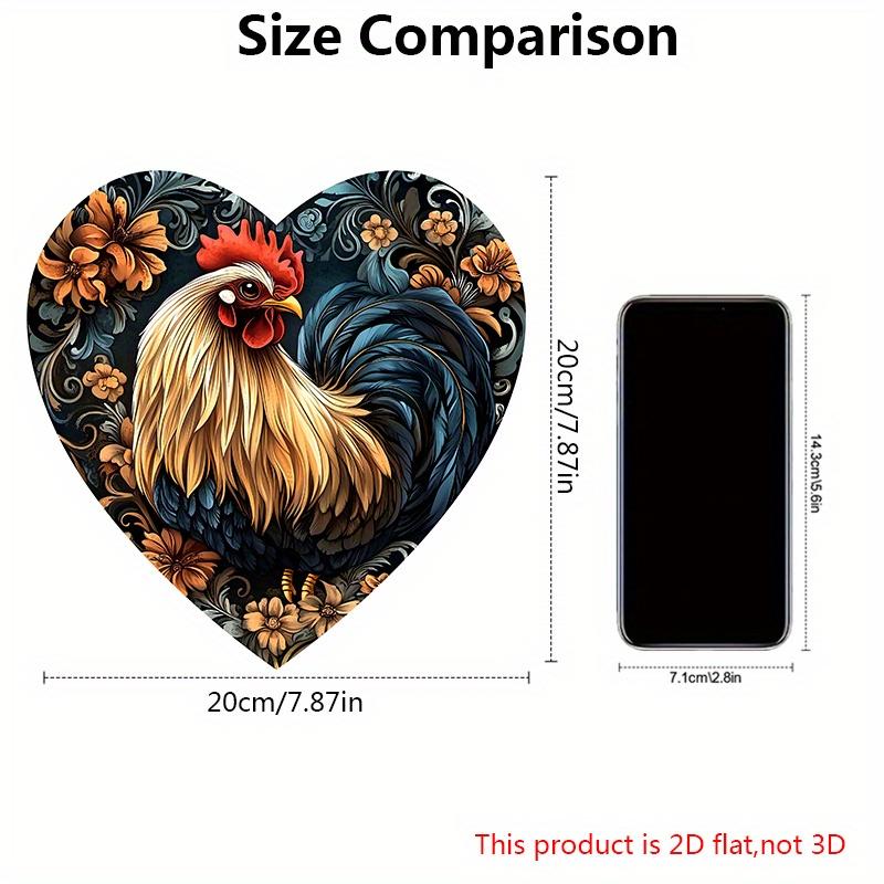 Heart-shaped Wooden Sign with Rooster Pattern, Decorative Plaque & Sign for Front Door Wall Hanging Decor, Ideal Home Hanging Decoration