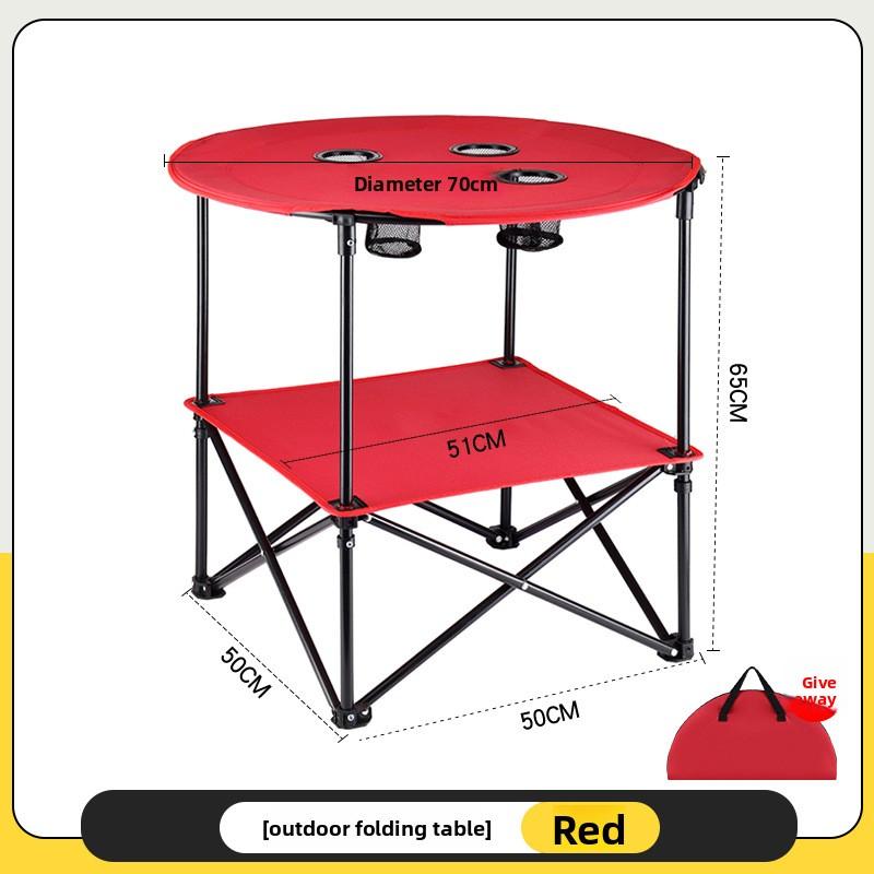 High Carbon Steel Round Folding Camping Table Portable Storage Rack Set for Outdoor Picnic BBQ Strong Load-Bearing Capacity