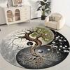 Bohemian Life Tree Design Flannel-printed round floor mats are slip-resistant Suitable for living bedroom terrace garden carpets