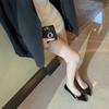 Sheepskin~ A glance of heart temperament pointed boots celebrity style V buckle commuter shoes women's flats