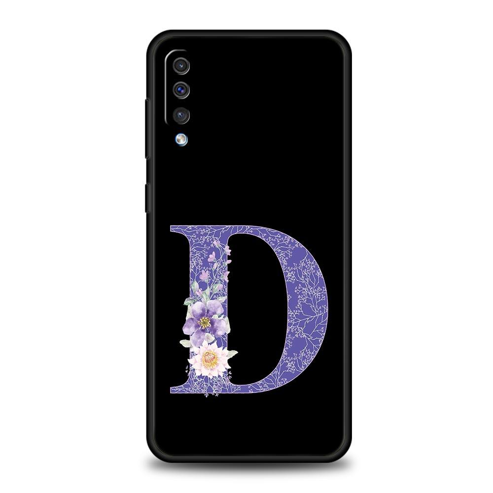 Letters Purple Flower Phone Case For Samsung Galaxy A56 A36 A26 A34 A17 A16 A06 A14 A12 A54 A72 A24 A22 A70 A52 A50 A40 A32Cover