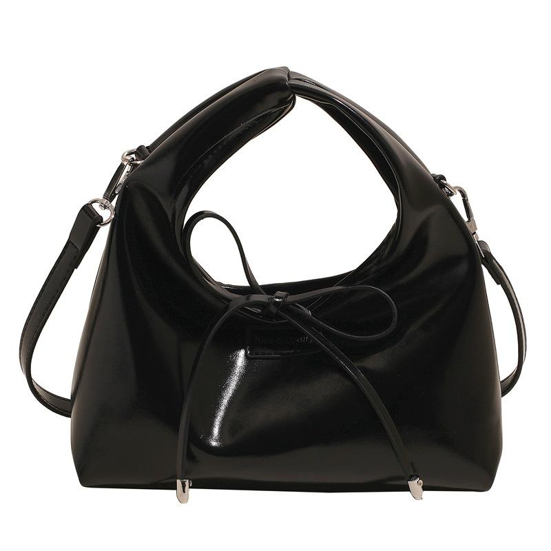 Early Spring New Gentle Wind Solid Color Soft Leather Handbag Bag Women's Simple Straps Bow Versatile Commuter Messenger Bag