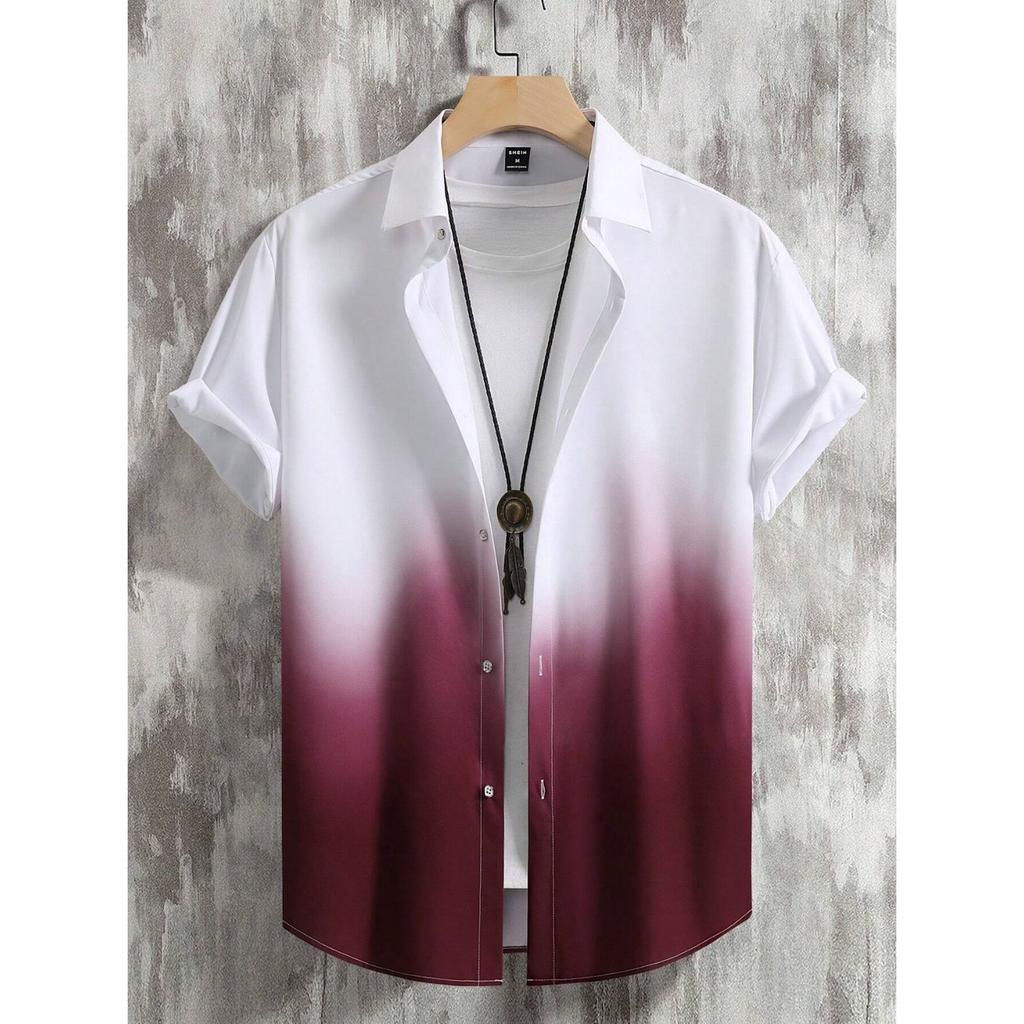 Men's Shirts, Summer Clothing, Gradient Design Patterns, 3D Printed Shirts, Short Sleeved Tops, Street Wear, Casual Hawaiian Shirts