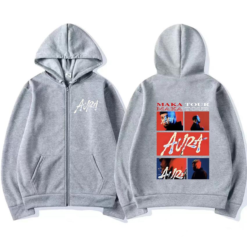 Rapper Maka Aura  Tour Merch Zipper Hoodie Coat Men Women Casual streetwear Oversized fashion Unisex Fleece Zip-up Jacket
