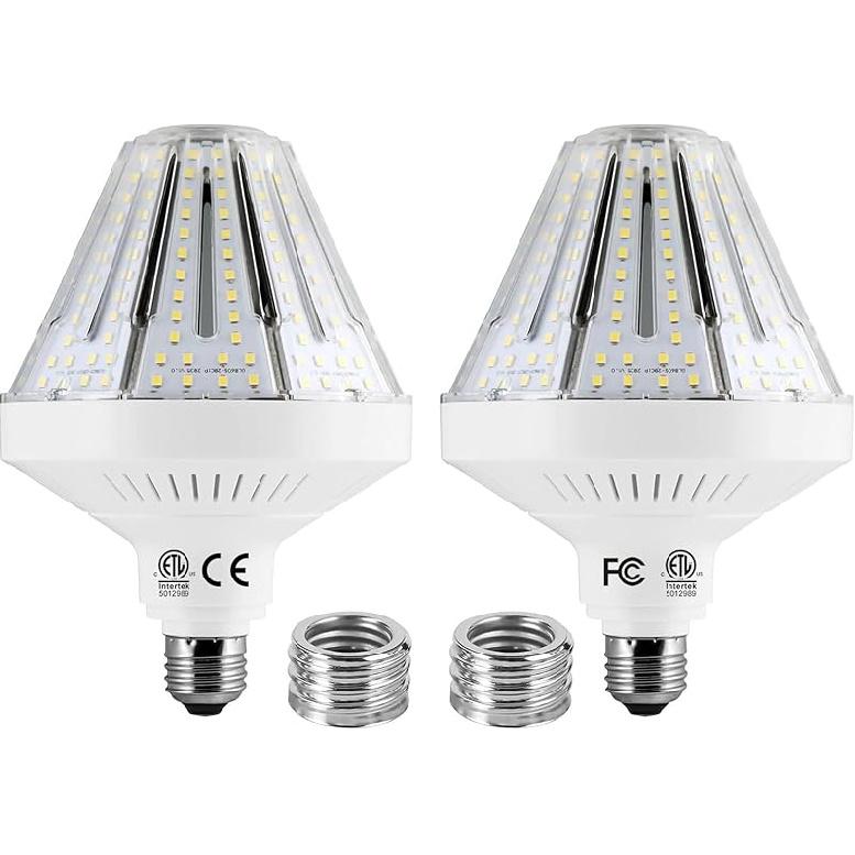 NS 2 Pack 7530 Lumen A19 60W LED Corn Light Bulbs E26 Medium Base 6500K Cool White for Home Garden Lighting Garage Backyard Office Household