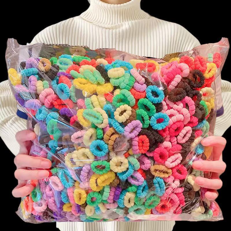 100/500Pcs Hair Accessories Girls Colorful Elastic Hair Bands Ponytail Hold Hair Tie Rubber Bands Scrunchie