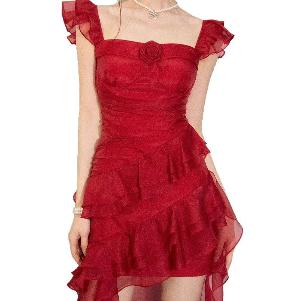 Pure Desire Style Spice Girl Wears French Temperament Trailing Suspender Dress Design Sense Niche Seaside Vacation Style Long Dress