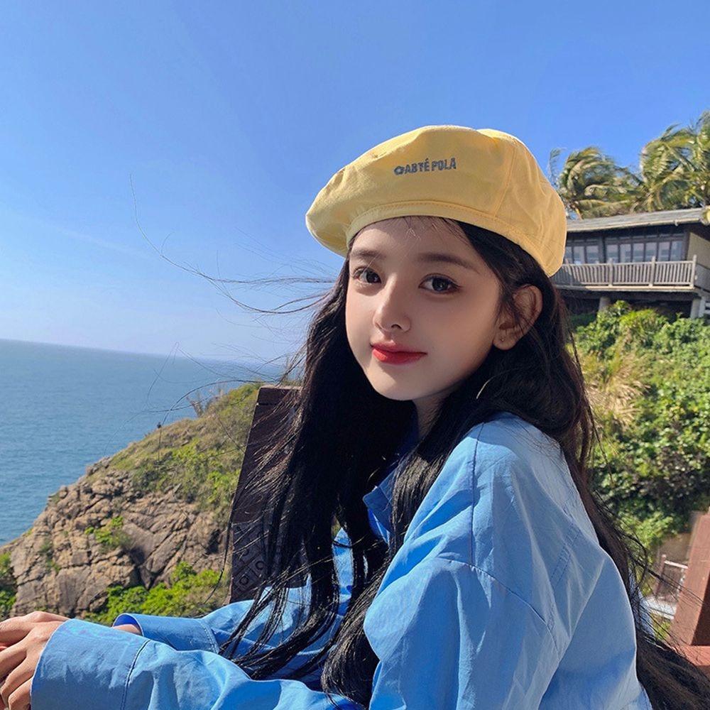 Solid Color Double-sided Beret Plaid Octagonal Caps Fashion Women Beanie Hat  Girls