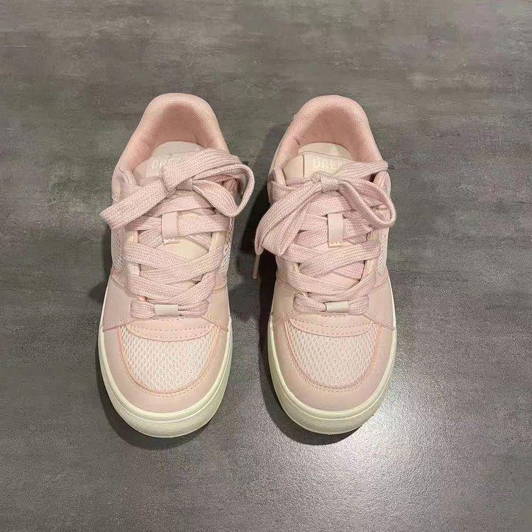 Women’s 2025 Summer Pink Chic Unique Chunky Platform White Sneakers - Breathable Casual Sporty All-Match Heightening Shoes